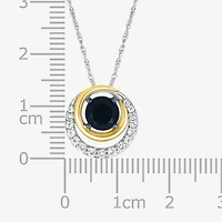 Womens Genuine Black Onyx 10K Gold Sterling Silver Round 18 Inch Pendant Necklace