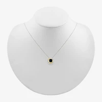 Womens Genuine Black Onyx 10K Gold Sterling Silver Round 18 Inch Pendant Necklace