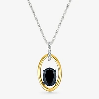 Womens Genuine Black Onyx 10K Gold Sterling Silver Oval 18 Inch Pendant Necklace