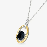 Womens Genuine Black Onyx 10K Gold Sterling Silver Oval 18 Inch Pendant Necklace