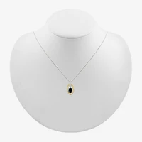 Womens Genuine Black Onyx 10K Gold Sterling Silver Oval 18 Inch Pendant Necklace