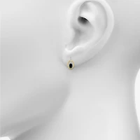 Womens Genuine Black Onyx 10K Gold Sterling Silver Oval Drop Earrings