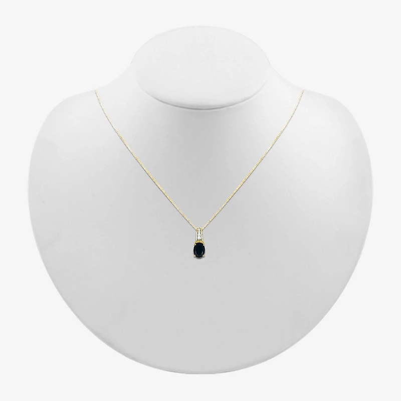 Womens Genuine Black Onyx 10K Gold Sterling Silver Oval 18 Inch Pendant Necklace