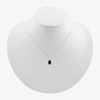 Womens Genuine Black Onyx 10K Gold Sterling Silver Oval 18 Inch Pendant Necklace