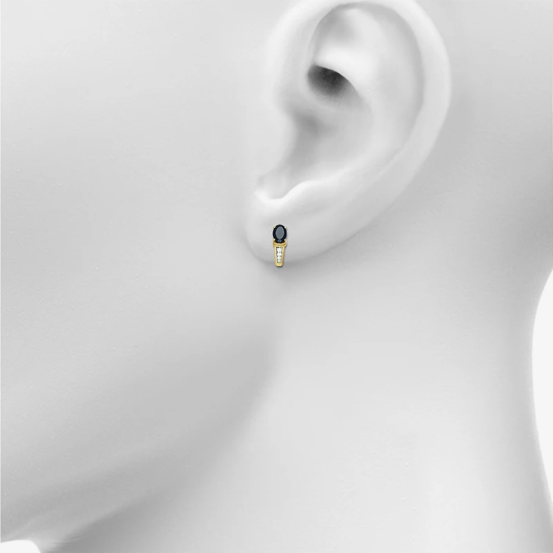 Womens Genuine Black Onyx 10K Gold Sterling Silver 16mm Oval Hoop Earrings