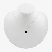 Womens Genuine Black Onyx 10K Gold Sterling Silver Cushion 18 Inch Pendant Necklace