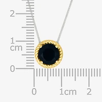 Womens Genuine Black Onyx 10K Gold Sterling Silver Round 18 Inch Pendant Necklace