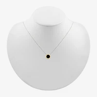 Womens Genuine Black Onyx 10K Gold Sterling Silver Round 18 Inch Pendant Necklace