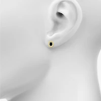 Genuine Black Onyx 10K Gold Sterling Silver 13mm Oval Stud Earrings