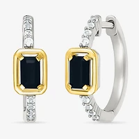 Womens Genuine Black Onyx 10K Gold Sterling Silver 18mm Hoop Earrings