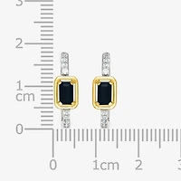 Womens Genuine Black Onyx 10K Gold Sterling Silver 18mm Hoop Earrings