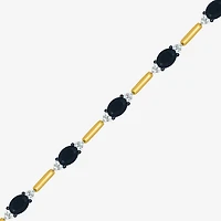 Womens Genuine Black Onyx 10K Gold Sterling Silver Oval Tennis Bracelet