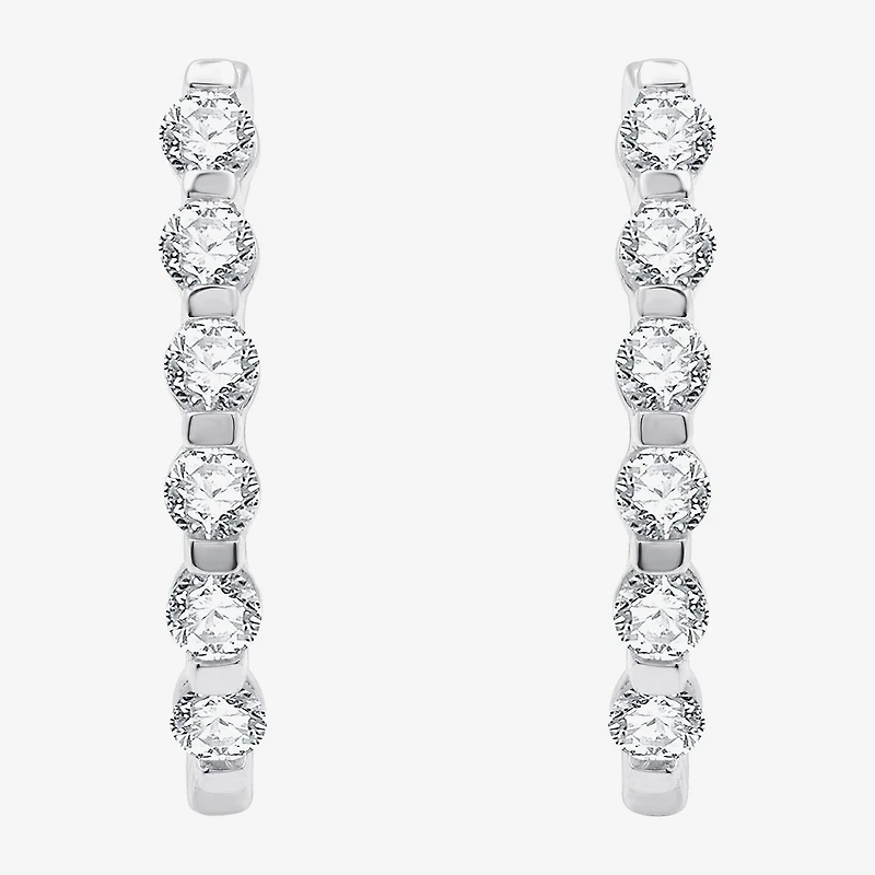 (G / Si1-Si2) 1 CT. T.W. Lab Grown White Diamond 10K White, Yellow, or Rose Gold 22.8mm Hoop Earrings