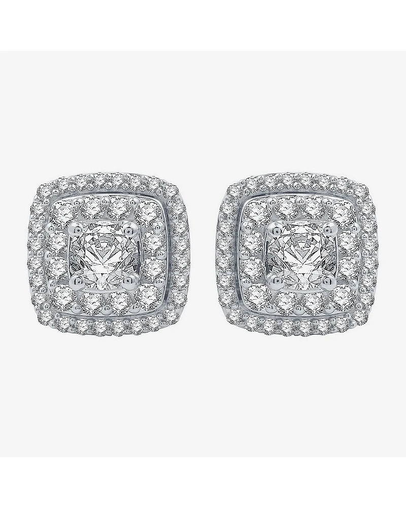 Ever Star (H-I / I1) 1 1/2 CT. T.W. Lab Grown White Diamond 10K White Gold 10.9mm Cushion Stud Earrings