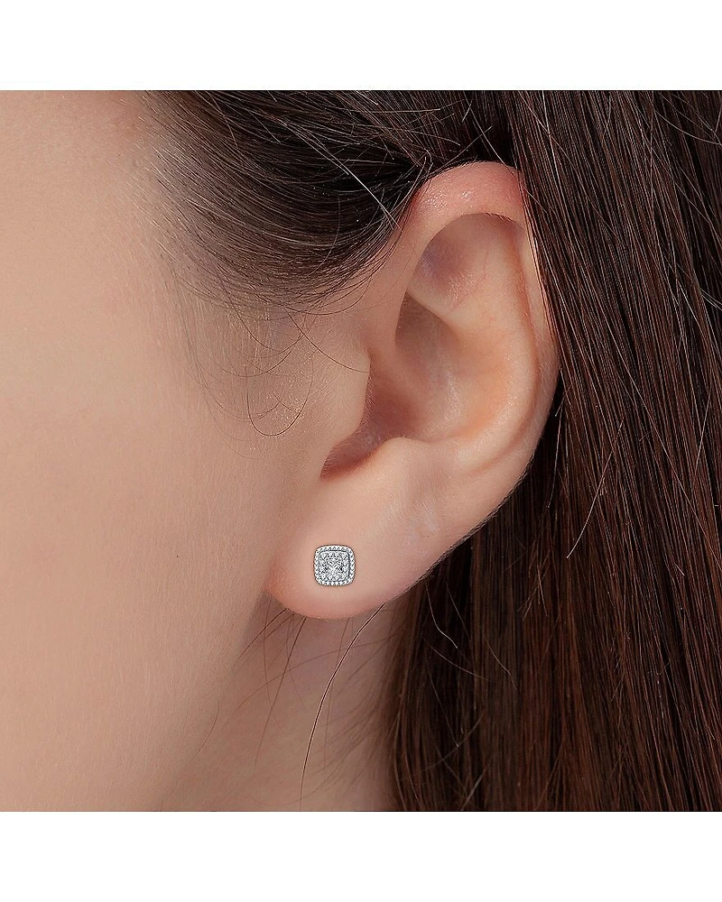 Ever Star (H-I / I1) 1 1/2 CT. T.W. Lab Grown White Diamond 10K White Gold 10.9mm Cushion Stud Earrings