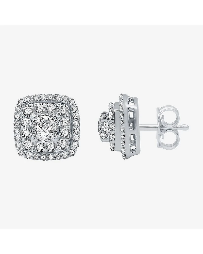 Ever Star (H-I / I1) 1 1/2 CT. T.W. Lab Grown White Diamond 10K White Gold 10.9mm Cushion Stud Earrings