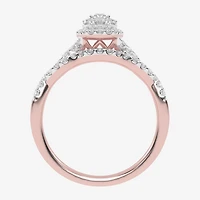 Womens / CT. T.W. Natural Diamond 10K Gold Round Side Stone Halo Bridal Set