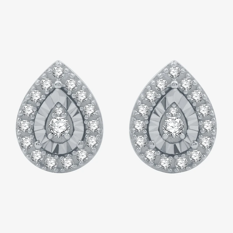 (H-I / I1) 1/4 CT. T.W. Lab Grown White Diamond Sterling Silver 10mm Pear Stud Earrings