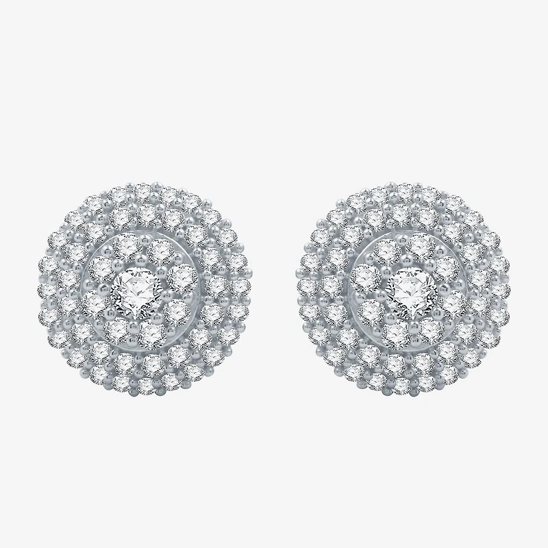 3/4 CT. T.W. Natural White Diamond Sterling Silver 10.1mm Round Stud Earrings