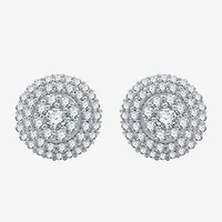 3/4 CT. T.W. Natural White Diamond Sterling Silver 10.1mm Round Stud Earrings