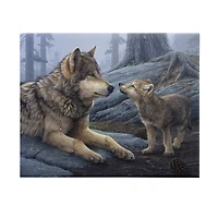 Stupell Industries Wolf & Cub Woodland Forest Canvas Art
