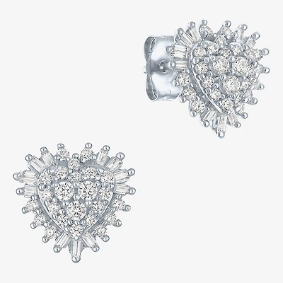 I1-I2/G-H) 1/2 CT. T.W. Lab Grown White Diamond 10K Gold Heart Stud Earrings
