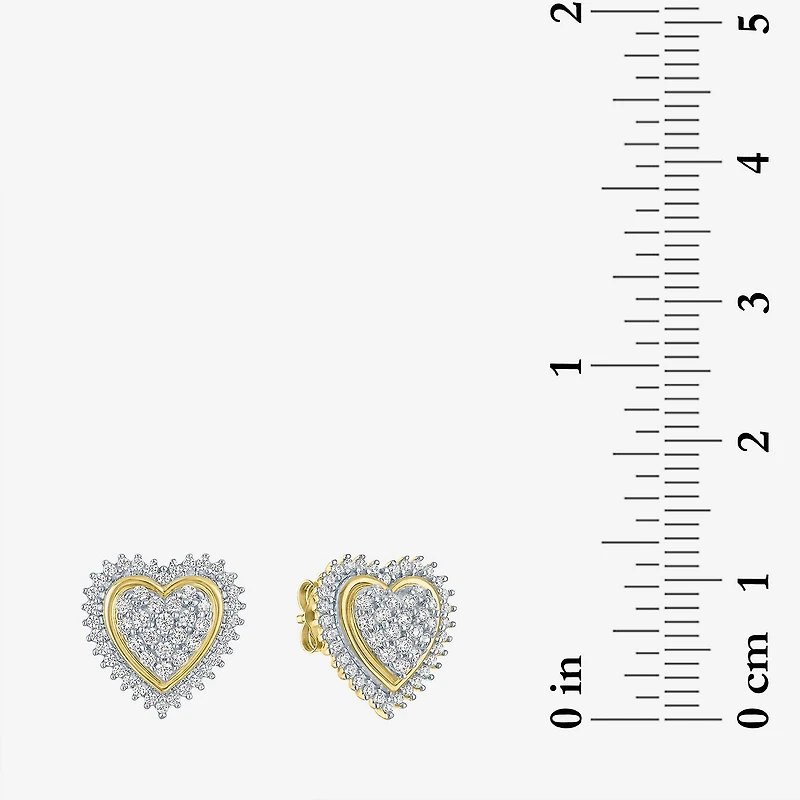 (I1-I2/G-H) 1/2 CT. T.W. Lab Grown White Diamond 10K Gold Heart Stud Earrings