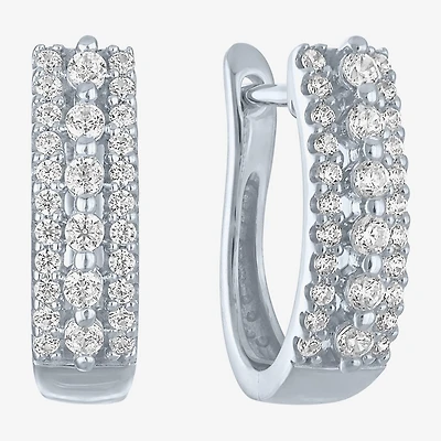 (I1-I2/G-H) Womens 1/3 CT. T.W. Lab Grown White Diamond 10K Gold 14mm Hoop Earrings