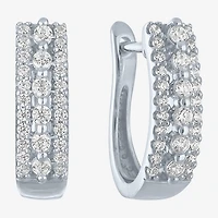 (I1-I2/G-H) Womens 1/3 CT. T.W. Lab Grown White Diamond 10K Gold 14mm Hoop Earrings
