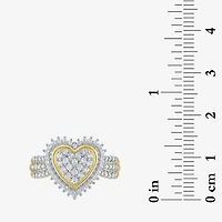 (I1-I2/G-H) Womens 1/2 CT. T.W. Lab Grown White Diamond 10K Gold Heart Cluster Cocktail Ring