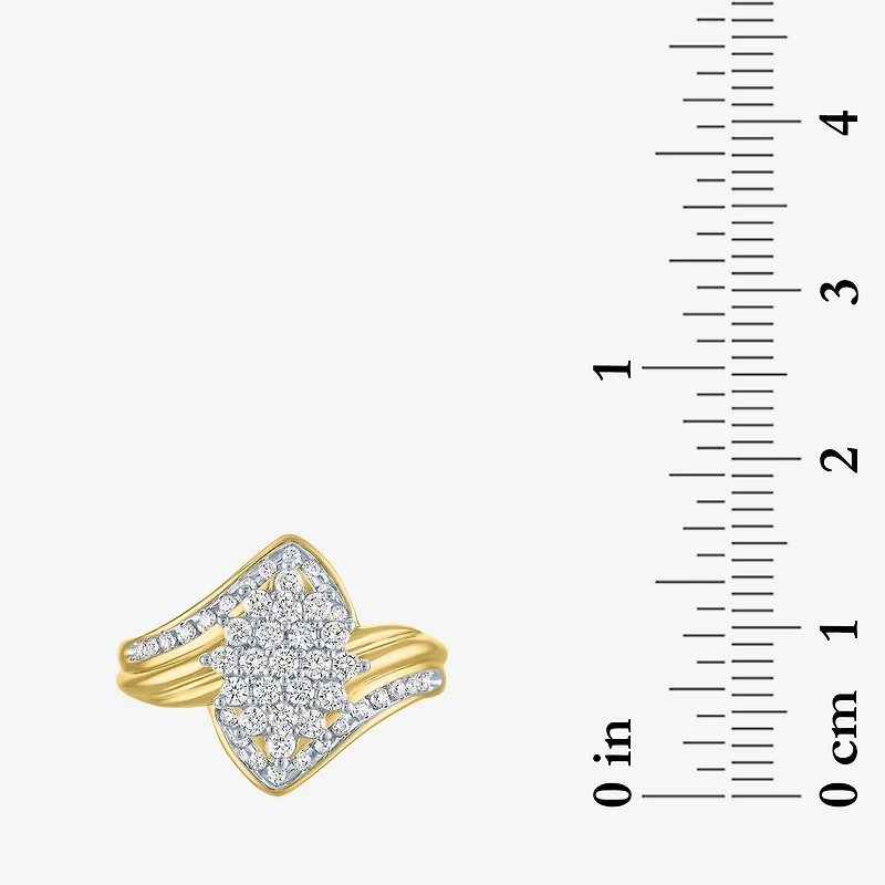(I1-I2/ G-H) Womens 1/2 CT. T.W. Lab Grown White Diamond 10K Gold Marquise Cluster Cocktail Ring