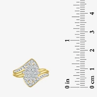 (I1-I2/ G-H) Womens 1/2 CT. T.W. Lab Grown White Diamond 10K Gold Marquise Cluster Cocktail Ring