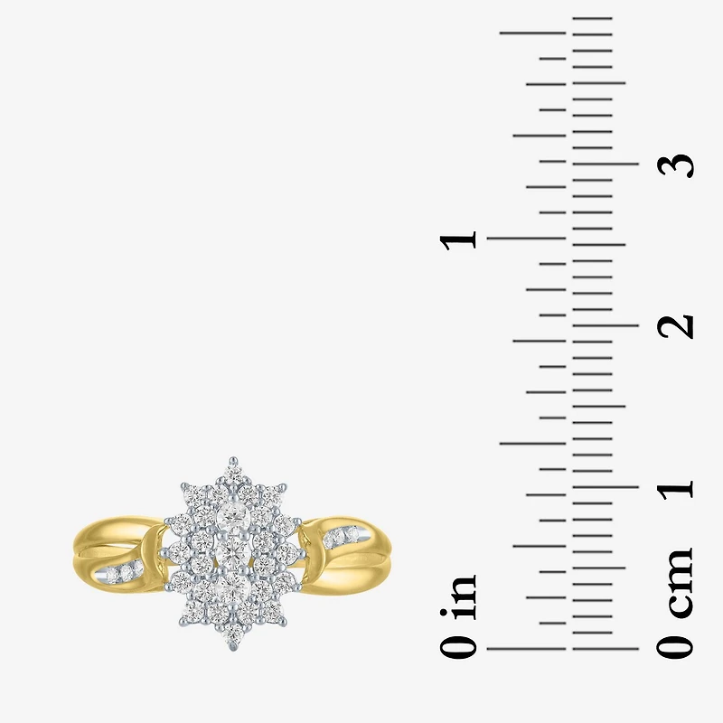 (I1-I2/G-H) Womens 1/3 CT. T.W. Lab Grown White Diamond 10K Gold Marquise Cocktail Ring