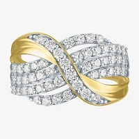 (I1-I2/ G-H) Womens 1 CT. T.W. Lab Grown White Diamond 10K Gold Cluster Band