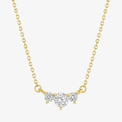 (Si2-I1/G-H) Womens 1/3 CT. T.W. Lab Grown White Diamond 10K Gold Round 18 Inch Pendant Necklace