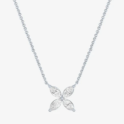 Diamond Addiction (G-H / Si2-I1) Womens 1/3 CT. T.W. Lab Grown White Diamond 10K Gold Flower 16 Inch Pendant Necklace