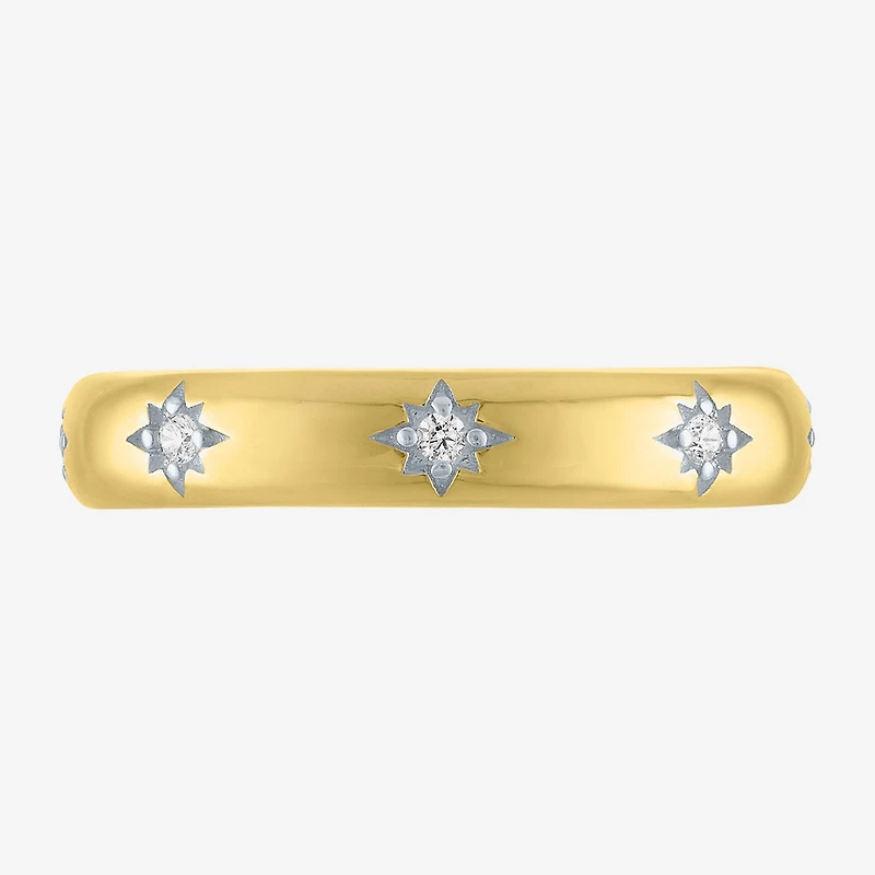 (G-H / I1-I2) Womens 1/10 CT. T.W. Lab Grown White Diamond 10K Gold Star Band