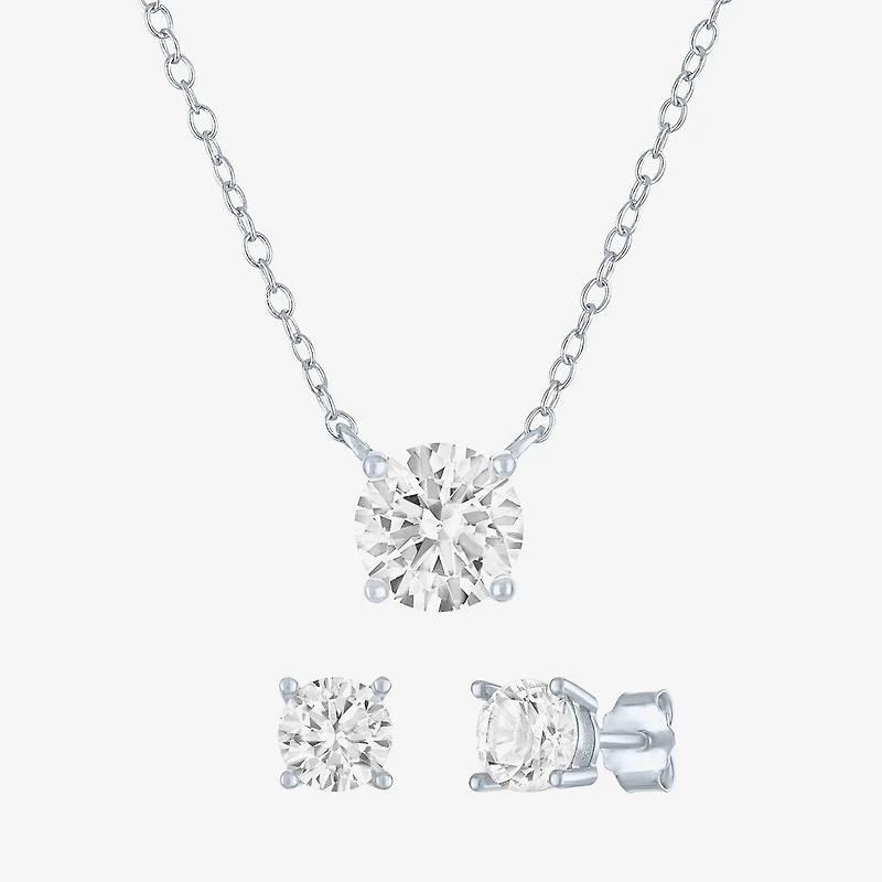 Yes, Please! Womens Lab Created White Sapphire Sterling Silver Round 2-pc. Jewelry Set