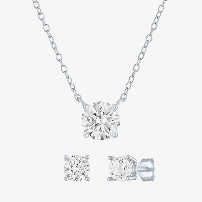 Yes, Please! Womens Lab Created White Sapphire Sterling Silver Round 2-pc. Jewelry Set