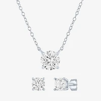 Yes, Please! Womens Lab Created White Sapphire Sterling Silver Round 2-pc. Jewelry Set