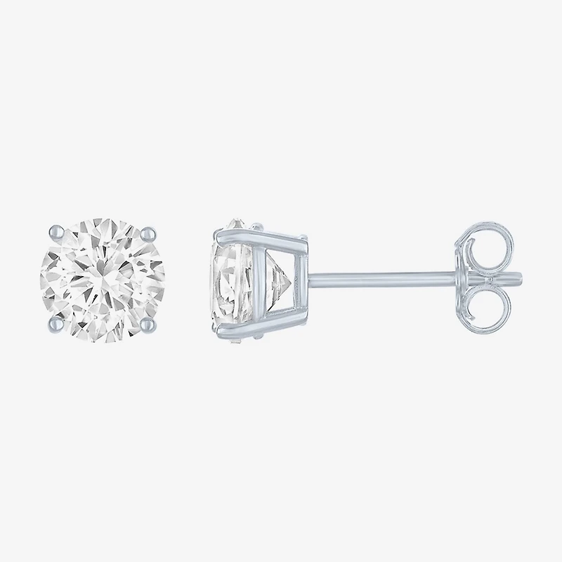 Yes, Please! Womens Lab Created White Sapphire Sterling Silver 2 Pair Earring Set