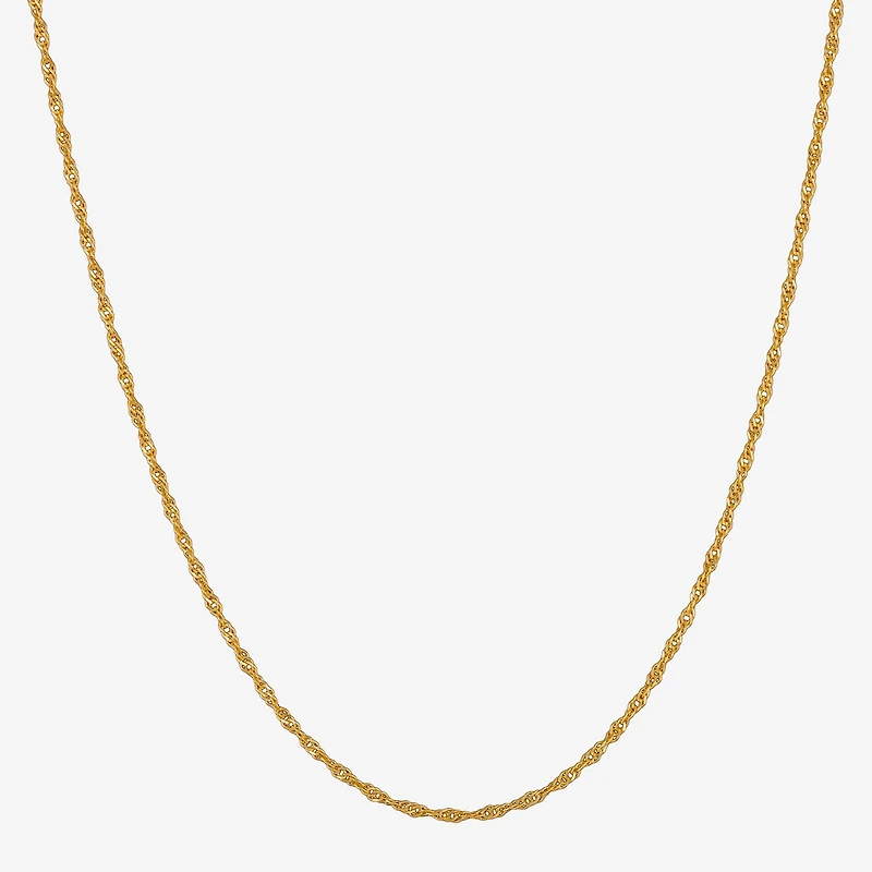 Made in Italy Womens 24K Gold Over Silver 18 Inch Singapore Chain Necklace