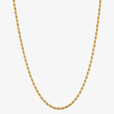 Made in Italy Mens 24K Gold Over Silver 24 Inch Rope Chain Necklace