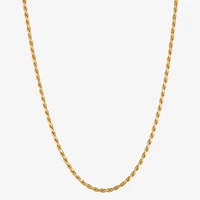 Made in Italy Mens 24K Gold Over Silver 24 Inch Rope Chain Necklace