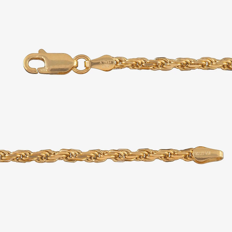 Made in Italy Womens 24K Gold Over Silver 18 Inch Rope Chain Necklace