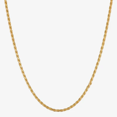 Made in Italy Womens 24K Gold Over Silver 18 Inch Rope Chain Necklace
