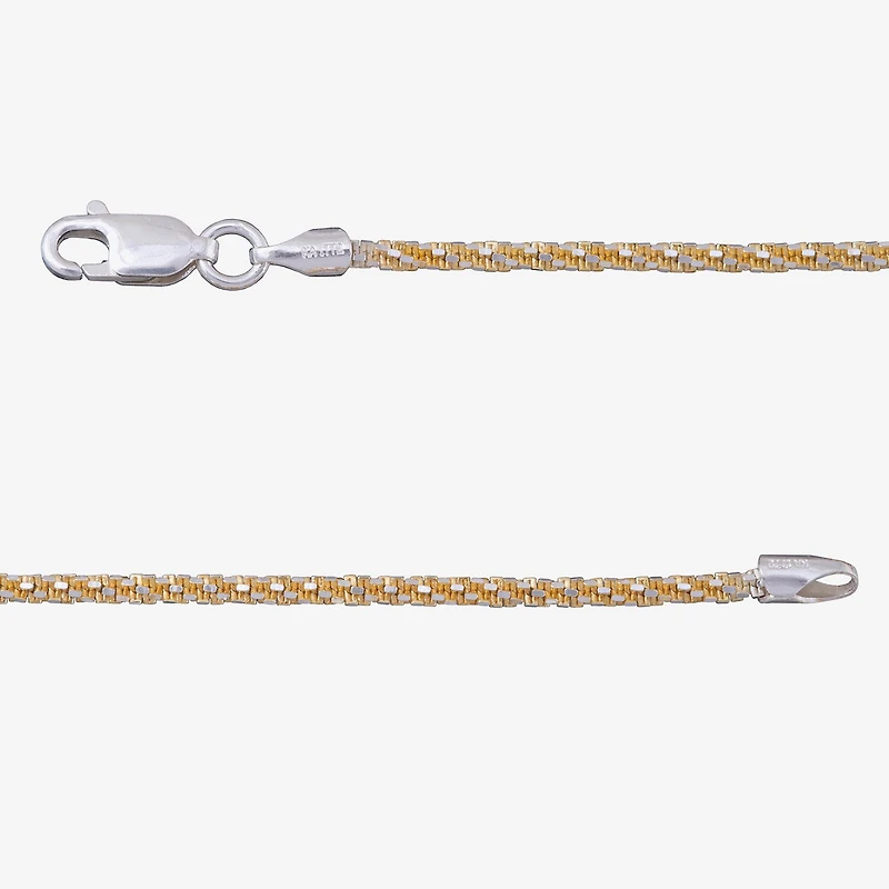 Made in Italy Womens 24K Gold Over Silver Inch Link Chain Necklace