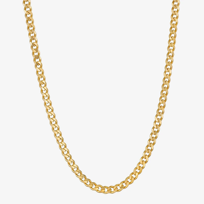 Made in Italy Mens 24K Gold Over Silver 24 Inch Curb Chain Necklace