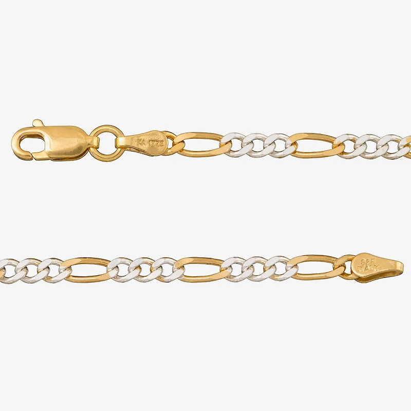Made in Italy Womens 24K Gold Over Silver 20 Inch Figaro Chain Necklace
