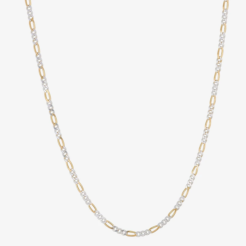 Made in Italy Womens 24K Gold Over Silver 20 Inch Figaro Chain Necklace